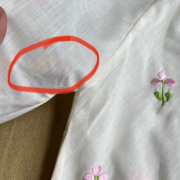 Women’s Vintage Embroidered Top Blouse sheer 60s white- pink - green size M - Picture 5 of 12